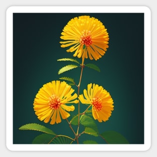 Closeup of Fantasy Mimosa Flowers - Yellow and Orange Flower Sticker